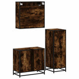 Set Mobili da Bagno 3 pz Rovere Fumo in Legno truciolato