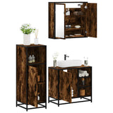 Set Mobili da Bagno 3 pz Rovere Fumo in Legno truciolato