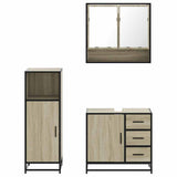 Set Mobili da Bagno 3 pz Rovere Sonoma in Legno truciolato