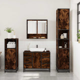 Set Mobili da Bagno 3 pz Rovere Fumo in Legno truciolato