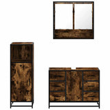 Set Mobili da Bagno 3 pz Rovere Fumo in Legno truciolato