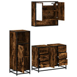 Set Mobili da Bagno 3 pz Rovere Fumo in Legno truciolato