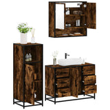 Set Mobili da Bagno 3 pz Rovere Fumo in Legno truciolato