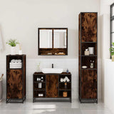 Set Mobili da Bagno 3 pz Rovere Fumo in Legno truciolato