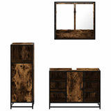 Set Mobili da Bagno 3 pz Rovere Fumo in Legno truciolato