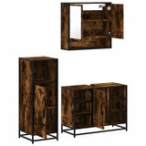 Set Mobili da Bagno 3 pz Rovere Fumo in Legno truciolato