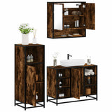 Set Mobili da Bagno 3 pz Rovere Fumo in Legno truciolato