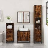 Set Mobili da Bagno 3 pz Rovere Fumo in Legno truciolato