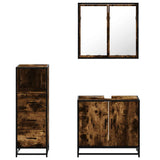 Set Mobili da Bagno 3 pz Rovere Fumo in Legno truciolato