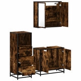 Set Mobili da Bagno 3 pz Rovere Fumo in Legno truciolato
