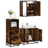 Set Mobili da Bagno 3 pz Rovere Fumo in Legno truciolato