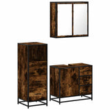 Set Mobili da Bagno 3 pz Rovere Fumo in Legno truciolato