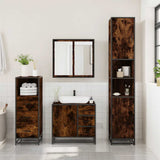 Set Mobili da Bagno 3 pz Rovere Fumo in Legno truciolato