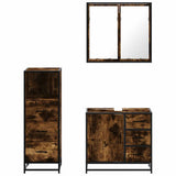 Set Mobili da Bagno 3 pz Rovere Fumo in Legno truciolato