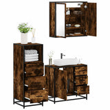 Set Mobili da Bagno 3 pz Rovere Fumo in Legno truciolato