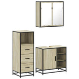 Set Mobili da Bagno 3 pz Rovere Sonoma in Legno truciolato