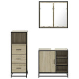 Set Mobili da Bagno 3 pz Rovere Sonoma in Legno truciolato