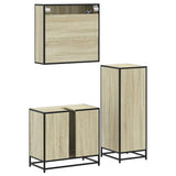 Set Mobili da Bagno 3 pz Rovere Sonoma in Legno truciolato