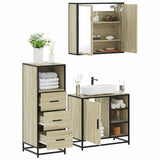 Set Mobili da Bagno 3 pz Rovere Sonoma in Legno truciolato