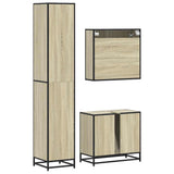 Set Mobili da Bagno 3 pz Rovere Sonoma in Legno truciolato