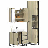 Set Mobili da Bagno 3 pz Rovere Sonoma in Legno truciolato