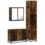 Set Mobili da Bagno 3 pz Rovere Fumo in Legno truciolato