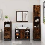 Set Mobili da Bagno 3 pz Rovere Fumo in Legno truciolato