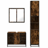 Set Mobili da Bagno 3 pz Rovere Fumo in Legno truciolato