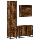 Set Mobili da Bagno 3 pz Rovere Fumo in Legno truciolato