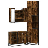 Set Mobili da Bagno 3 pz Rovere Fumo in Legno truciolato