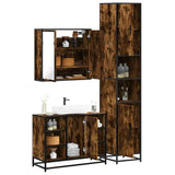 Set Mobili da Bagno 3 pz Rovere Fumo in Legno truciolato
