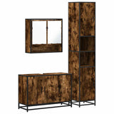Set Mobili da Bagno 3 pz Rovere Fumo in Legno truciolato