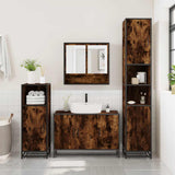 Set Mobili da Bagno 3 pz Rovere Fumo in Legno truciolato