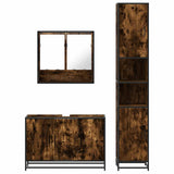 Set Mobili da Bagno 3 pz Rovere Fumo in Legno truciolato