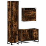 Set Mobili da Bagno 3 pz Rovere Fumo in Legno truciolato