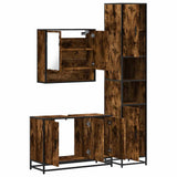 Set Mobili da Bagno 3 pz Rovere Fumo in Legno truciolato