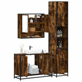 Set Mobili da Bagno 3 pz Rovere Fumo in Legno truciolato