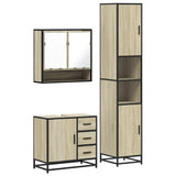 Set Mobili da Bagno 3 pz Rovere Sonoma in Legno truciolato