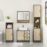 Set Mobili da Bagno 3 pz Rovere Sonoma in Legno truciolato