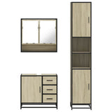 Set Mobili da Bagno 3 pz Rovere Sonoma in Legno truciolato