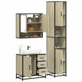 Set Mobili da Bagno 3 pz Rovere Sonoma in Legno truciolato