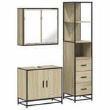 Set Mobili da Bagno 3 pz Rovere Sonoma in Legno truciolato