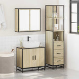 Set Mobili da Bagno 3 pz Rovere Sonoma in Legno truciolato
