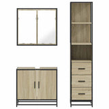 Set Mobili da Bagno 3 pz Rovere Sonoma in Legno truciolato