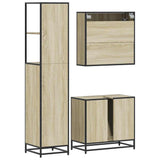 Set Mobili da Bagno 3 pz Rovere Sonoma in Legno truciolato