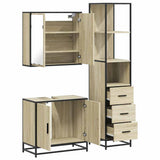 Set Mobili da Bagno 3 pz Rovere Sonoma in Legno truciolato