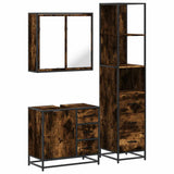 Set Mobili da Bagno 3 pz Rovere Fumo in Legno truciolato