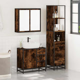 Set Mobili da Bagno 3 pz Rovere Fumo in Legno truciolato