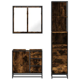 Set Mobili da Bagno 3 pz Rovere Fumo in Legno truciolato