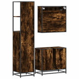 Set Mobili da Bagno 3 pz Rovere Fumo in Legno truciolato